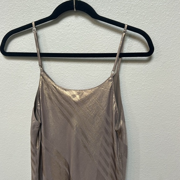 CURRENT AIR Anthropologie bias long dress gold metallic spaghetti strap large - Picture 8 of 13